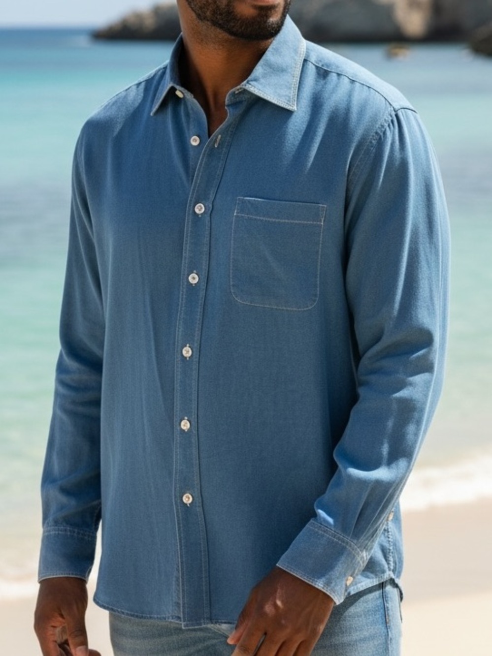 Tori Richard Indigo Blue 100% Silk Button-Down Collared Shirt | Size XL